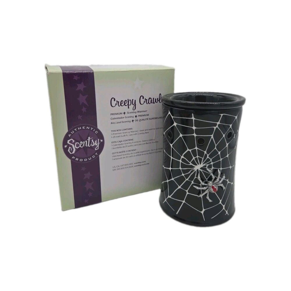 Scentsy Creepy Crawly Spider Web Wax Warmer Halloween w/ Box Black Widow Premium